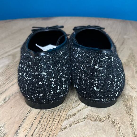 NWT J. Crew Black Cap Toe Tweed Flats Women’s Size 10 Classic Round Toe Slip On - Picture 3 of 8
